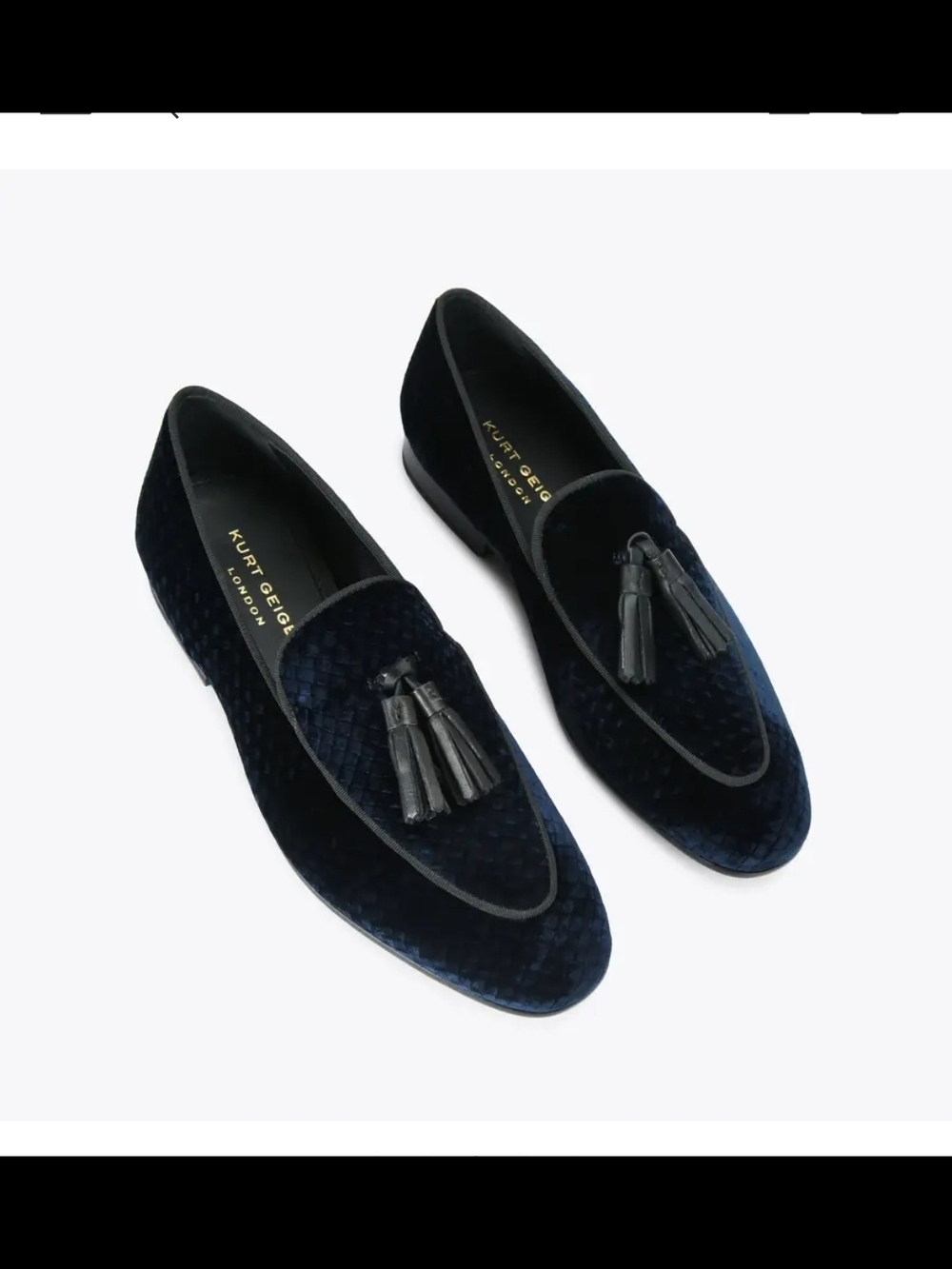 Kurt Geiger Men's Navy Velvet Tassel Loafers